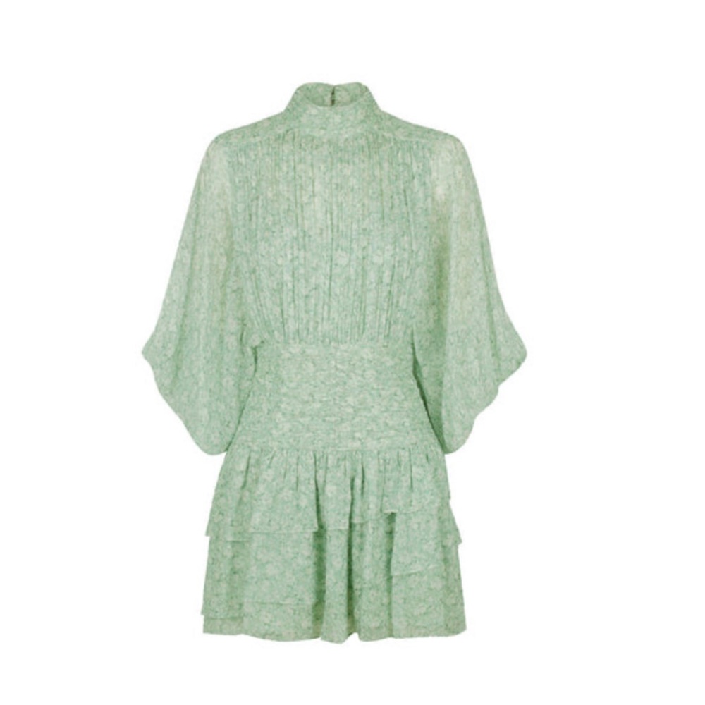 Shona Joy Long Sleeve Ruched Mini Dress in Aurore NWOT US size 2